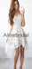 A-line Lace High-Low Spaghetti Straps Short Homecoming Dresses HD104