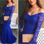 New Arrival Long Sleeve Royal Blue Lace Sexy Mermaid Cocktail Prom Gown Dress,PD0116