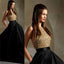 Long Gold Sequin Black A-line Ball Gown Sparkly Formal Prom Dress, PD10023