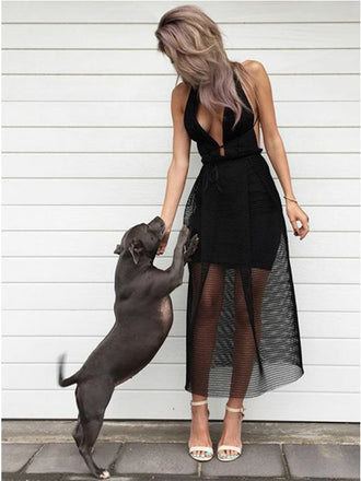 Black Tulle Sheath Backless Sexy See Through Prom Dresses,PD00115