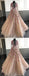 Blush Pink Tulle 3D Appliques Long Sleeve Prom Dresses,PD00337