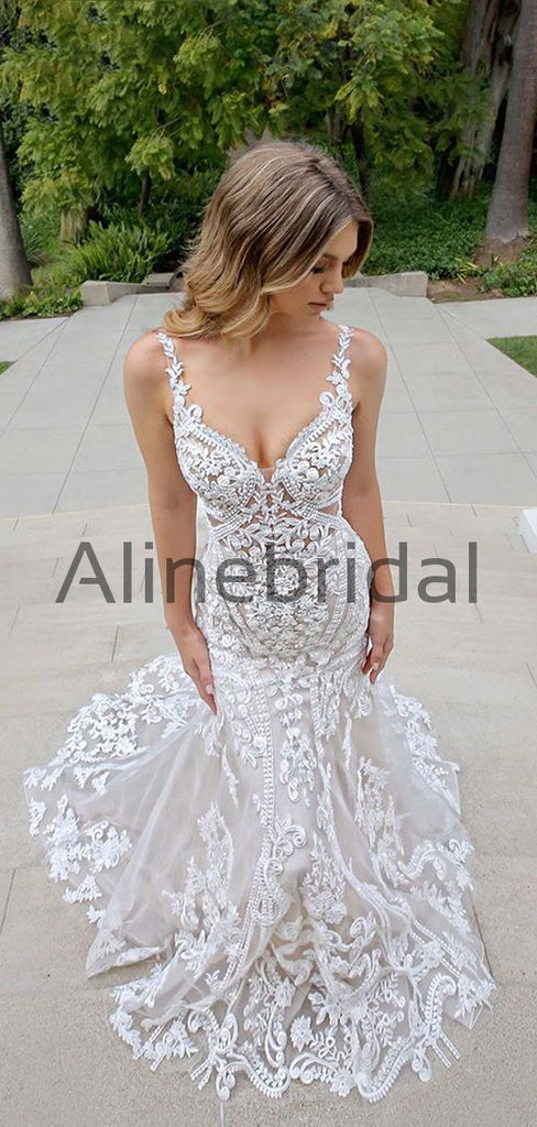 Elegant Unique Pretty Country Ivory Long Wedding Dresses WD0575