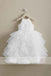 Elegant White Tulle Sleeveless Ruffles Flower Girl Dresses, FGS093