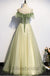 Elegant Off shoulder Sleeveless A-line Long Prom Dress, PD3611