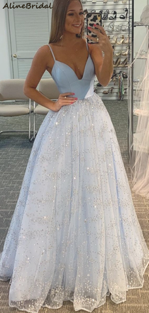 Fancy Sweetheart Spaghetti Strap A-line Long Prom Dress, PD3031