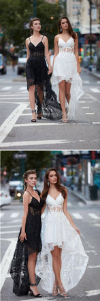 Fashion Lace High Low Spaghetti Straps Prom Dresses ,PD00112