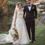 Gold Lace Off White Tulle Sweetheart Strapless A-line Wedding Dresses, WD0165