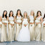 Gold Sequin Mismatched Cap Sleeve Cheap Long Bridesmaid Dresses, WG01