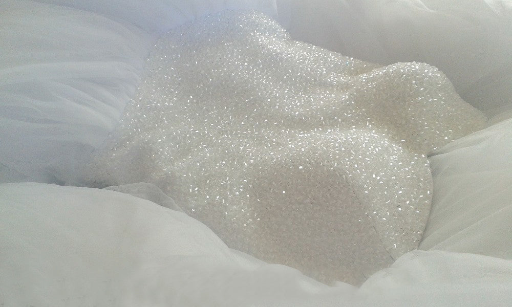 Cute Sweetheart A-line Strapless Beaded Tulle Ball Gown Wedding Party Dresses, WD0185