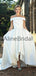 High Low Off Shoudler Off White Satin Ball Gown Wedding Dresses, AB1542