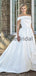 High Low Off Shoudler Off White Satin Ball Gown Wedding Dresses, AB1542