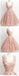 Peach Lace Scoop Neckline Short Cute homecoming prom dresses, CM0009