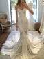 Ivory Chiffon Lace Sweetheart Strapless Mermaid Sexy Wedding Dresses, AB1564