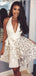 Ivory Lace Applique Illusion Halter Sexy Homecoming Dresses,HD0030