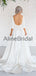 Ivory Satin Long Sleeve Scoop Back A-line Wedding Dresses, AB1548