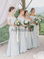 Light Blue Off Shoulder Mermaid Long Bridesmaid Dresses , AB4128