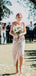 Light Grey Spaghetti Strap High Low Summer Wedding Bridesmaid Dresses , AB4108