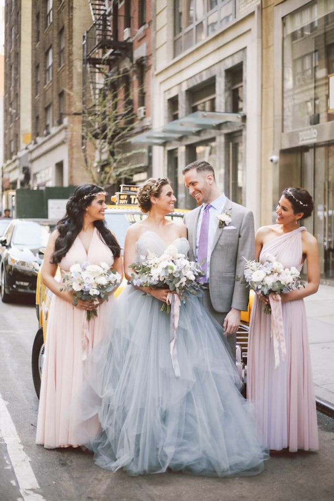 Light Grey Tulle Ruffles Strapless Ball Gown Simple Wedding Dresses, AB1110