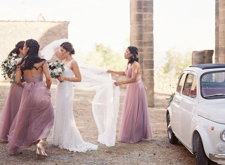 Light Purple Tulle Spaghetti Straps Convertible Tie Back Long Bridesmaid Dresses , AB1219