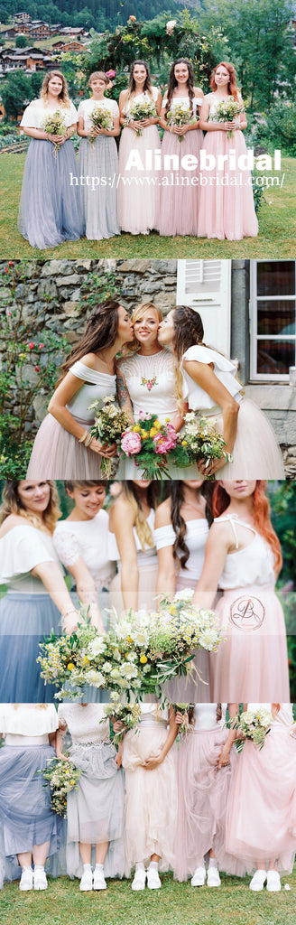 Mismatched Tulle Pastel Color Fashion Bridesmaid Dresses For Country Wedding , AB1217