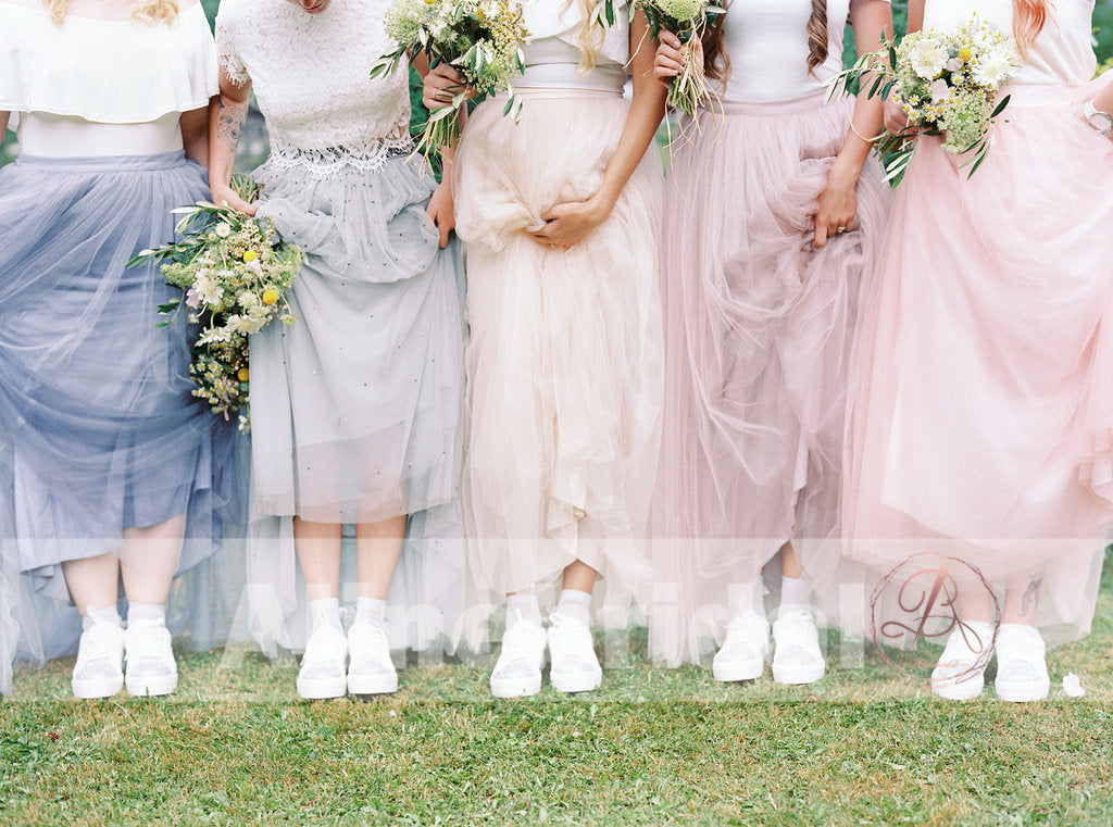 Mismatched Tulle Pastel Color Fashion Bridesmaid Dresses For Country Wedding , AB1217