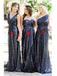 Navy Blue Sequin Sparkly Mermaid Bridesmaid Dresses AB4251