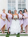 New Arrival One Shoulder Lilac Short Unique Bridesmaid Dresses AB4220