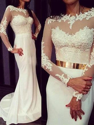 New Arrival White Lace Sexy Charming Open Back prom Dress ,PD0118