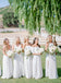 Off White Chiffon Mismatched Simple Boho Wedding Long  Bridesmaid Dresses, WG108