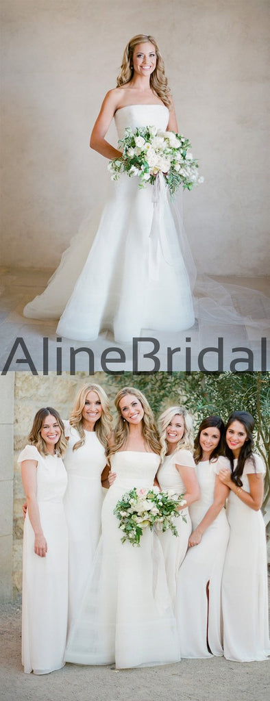 Off White Organza Strapless Simple Wedding Dresses, AB1551