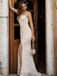 Vintage One-shoulder Sleeveless Lace Side-slit Mermaid Wedding Dress, WD3007