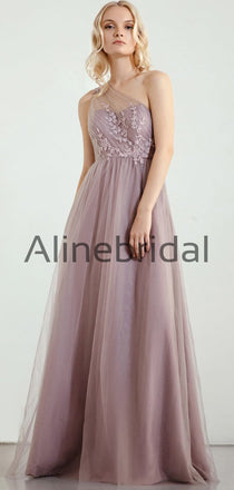 One Shoulder Tulle Long Elegant Formal Bridesmaid Dresses AB4246