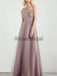 One Shoulder Tulle Long Elegant Formal Bridesmaid Dresses AB4246