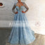 Pale Blue Unique Bottom Sweetheart Elegant Formal Party Prom Dresses With Sleeves ,PD00107