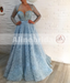 Pale Blue Unique Bottom Sweetheart Elegant Formal Party Prom Dresses With Sleeves ,PD00107