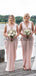 Pink Jersey V-neck Sleeveless Pleating Long Bridesmaid Dresses  , AB4124