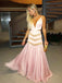 Pink Satin Chiffon Unique Open Back A-line Prom Dresses,PD00320