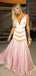 Pink Satin Chiffon Unique Open Back A-line Prom Dresses,PD00320