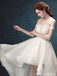 Popular High Low Off Shoulder White Organza Cheap Cocktail Formal Prom Dresses Online,PD0197