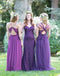 Purple Mismatched Elegant Convertible Long Bridesmaid Dresses , AB4042