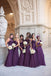 Purple Tulle Mismatched Mermaid Convertible Sweetheart Long Bridesmaid Dresses, WG159