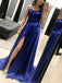 Royal Blue Fashion Spaghetti Strap Backless Lace Up Back Prom Dresses,PD00336