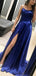 Royal Blue Fashion Spaghetti Strap Backless Lace Up Back Prom Dresses,PD00336