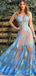 Sky Blue Lace See Through Spaghetti Strap Prom Dresses.PD00236