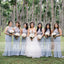 Sky Blue Lace Top Mermaid Halter Elegant Bridesmaid Dresses, AB1222