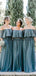 Sofa Green Chiffon Off Shoulder Boho Wedding Bridesmaid Dresses, AB4085