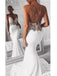 Sexy Spaghetti Strap Ivory V-neck Lace Top Mermaid Summer Beach Wedding Dresses , AB1532