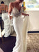 Sexy Spaghetti Strap Ivory V-neck Lace Top Mermaid Summer Beach Wedding Dresses , AB1532