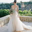 Spaghetti Strap Dark Ivory Applique Bead  Long A-line Tulle Wedding Party Dresses, WD0086