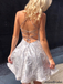 Sparkling Spaghetti Strap Lace Sequins Lace Back Up Short Homecoming Dress, HD3024